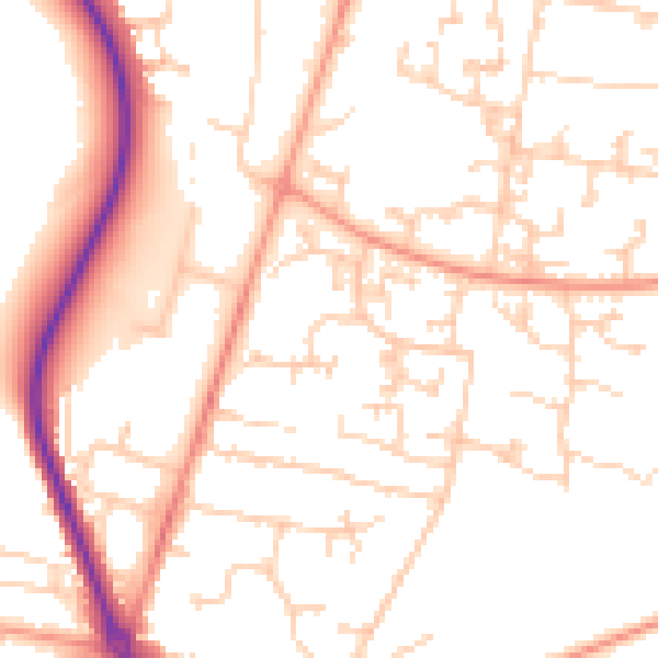 Daytime road noise heatmap for GU35 9PZ