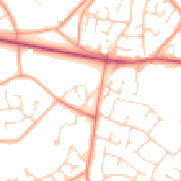 Daytime road noise heatmap for GU46 6AD