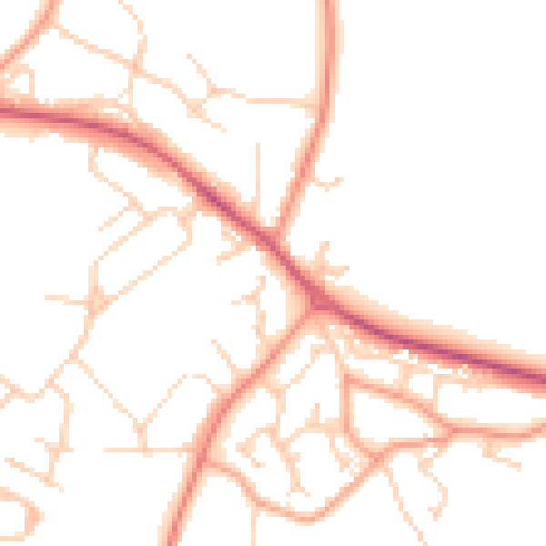 Daytime road noise heatmap for GU46 6AS
