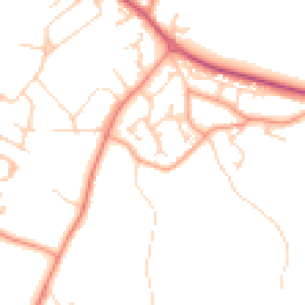 Daytime road noise heatmap for GU46 6BL