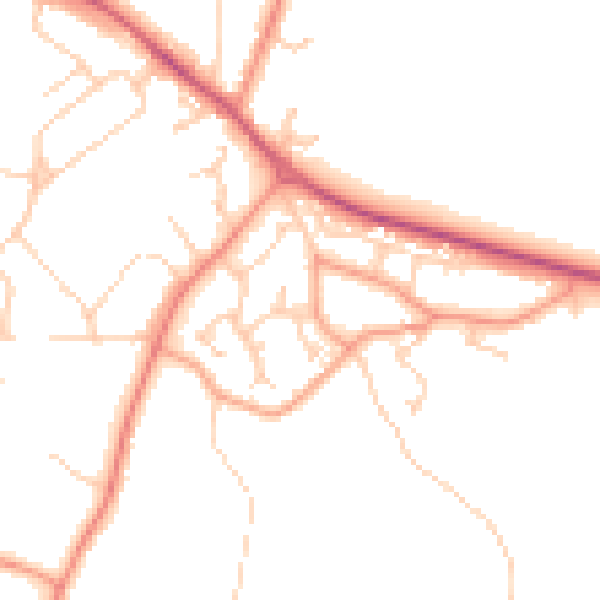 Daytime road noise heatmap for GU46 6BN
