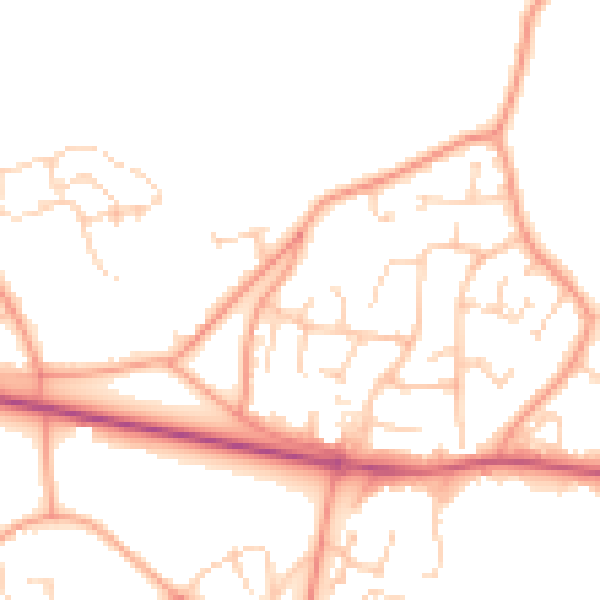 Daytime road noise heatmap for GU46 7SN