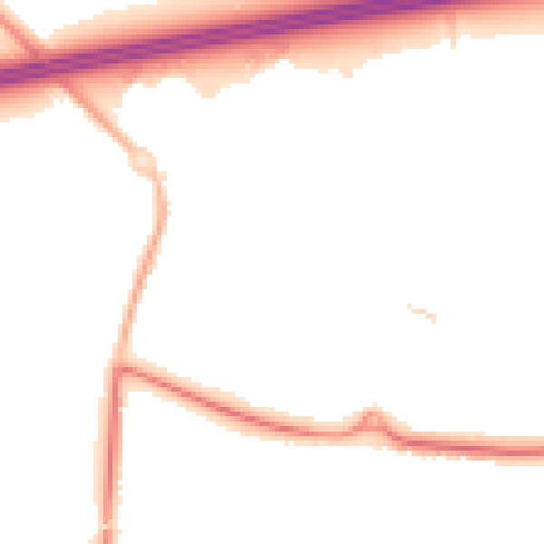 Night-time road noise heatmap for GU51 2TF