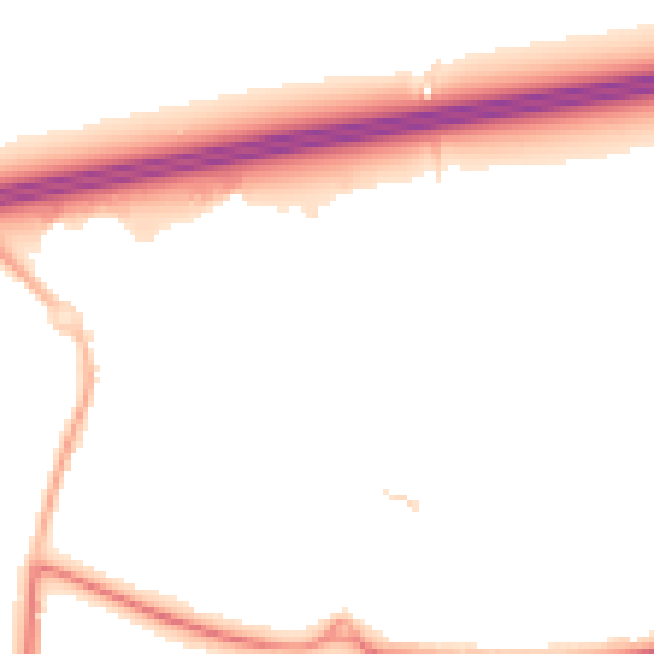 Night-time road noise heatmap for GU51 2UE
