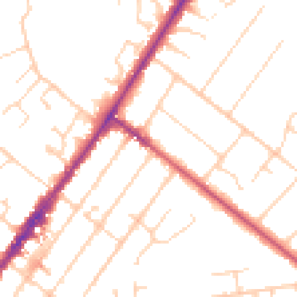 Daytime road noise heatmap for GU51 3AD
