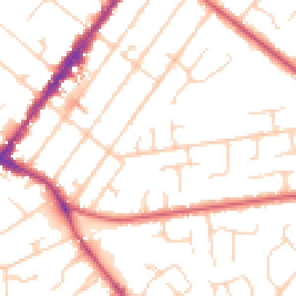 Daytime road noise heatmap for GU51 3NA