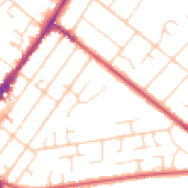 Daytime road noise heatmap for GU51 3RE