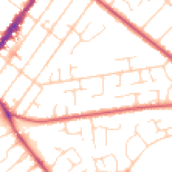 Daytime road noise heatmap for GU51 3XD