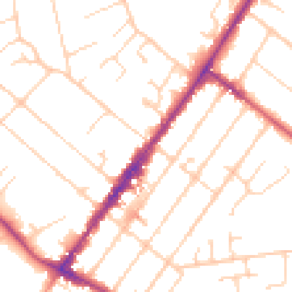 Daytime road noise heatmap for GU51 4AP