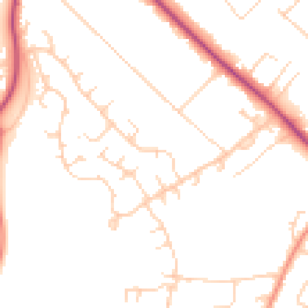 Daytime road noise heatmap for GU51 4HA