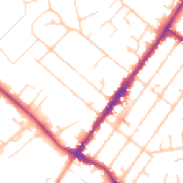 Daytime road noise heatmap for GU51 4JF