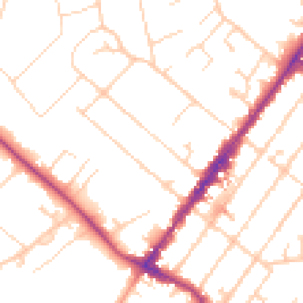 Daytime road noise heatmap for GU51 4JT