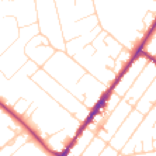 Daytime road noise heatmap for GU51 4NJ