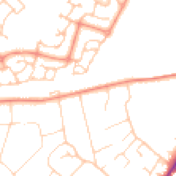 Daytime road noise heatmap for GU51 4QB