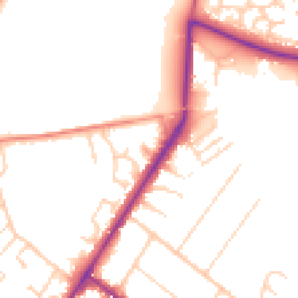 Daytime road noise heatmap for GU51 4QF