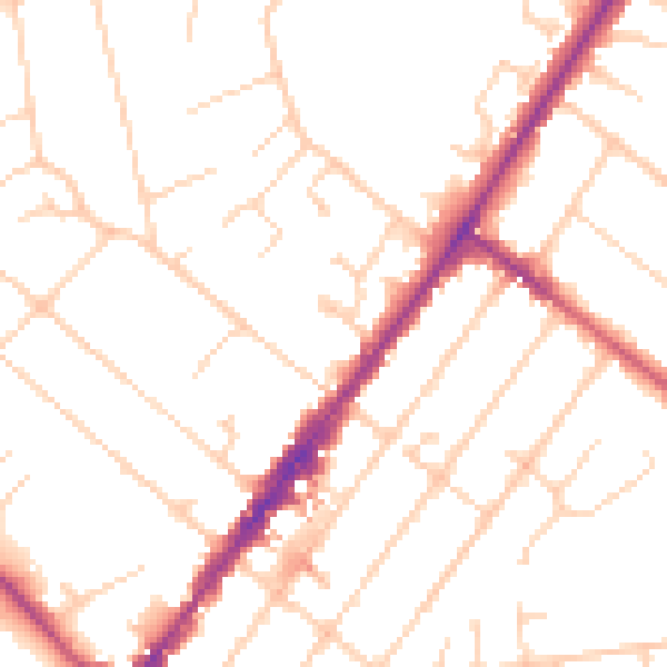 Daytime road noise heatmap for GU51 4QH