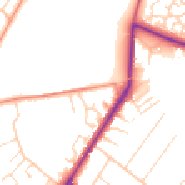 Daytime road noise heatmap for GU51 4QN