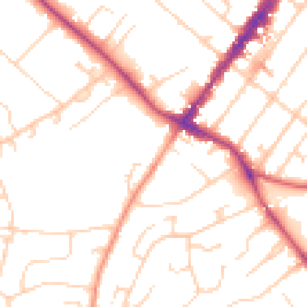 Daytime road noise heatmap for GU51 5SL