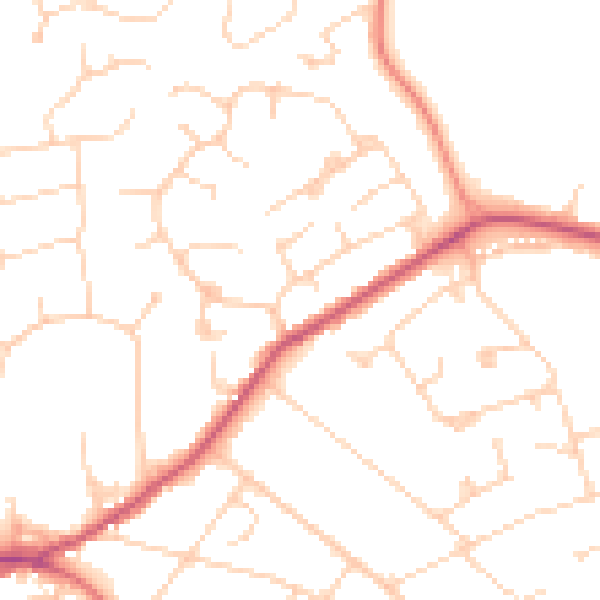 Daytime road noise heatmap for GU6 7BD