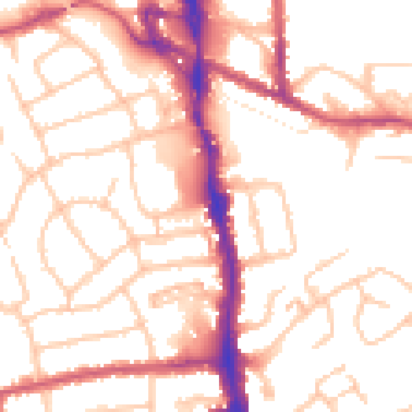Daytime road noise heatmap for HA1 1AA