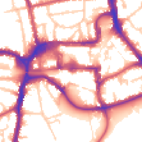 Daytime road noise heatmap for HA1 1BD