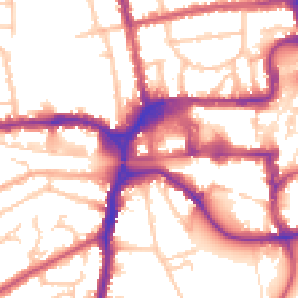 Daytime road noise heatmap for HA1 1GS
