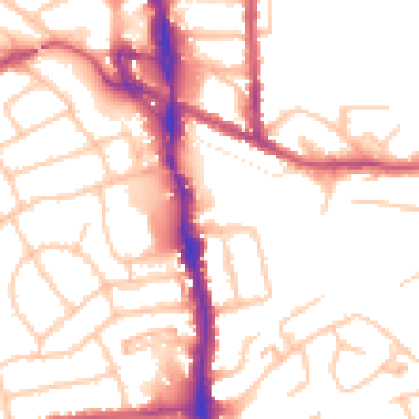 Daytime road noise heatmap for HA1 1HN
