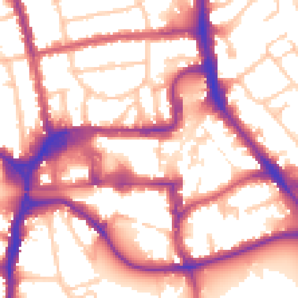 Daytime road noise heatmap for HA1 1JU