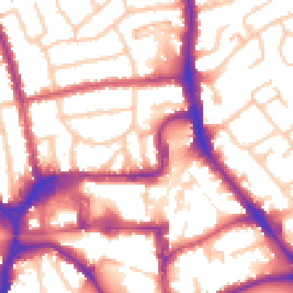 Daytime road noise heatmap for HA1 1LD