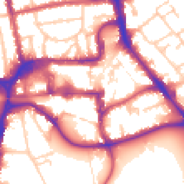 Daytime road noise heatmap for HA1 1LN