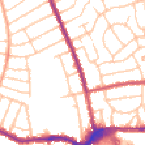 Daytime road noise heatmap for HA1 1RJ