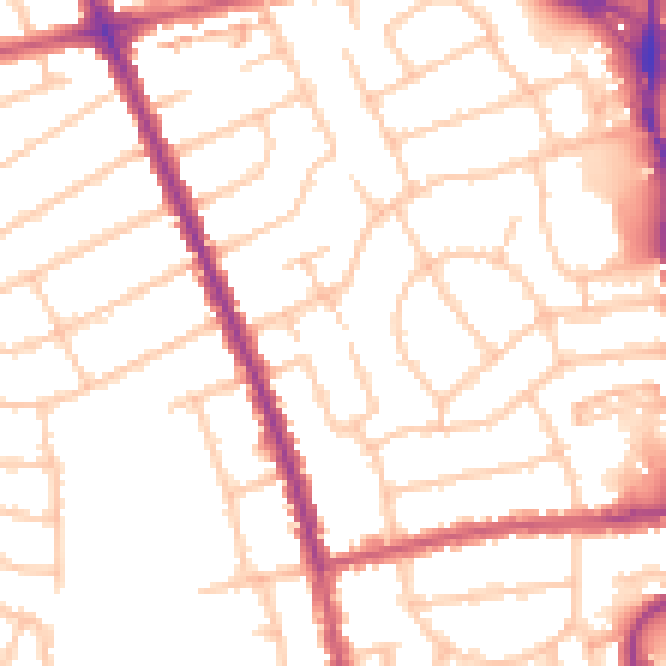 Daytime road noise heatmap for HA1 1UB
