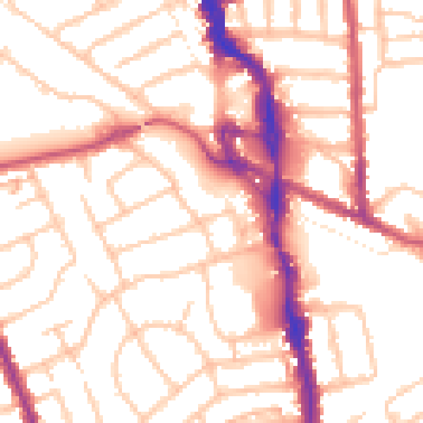 Daytime road noise heatmap for HA1 1XD