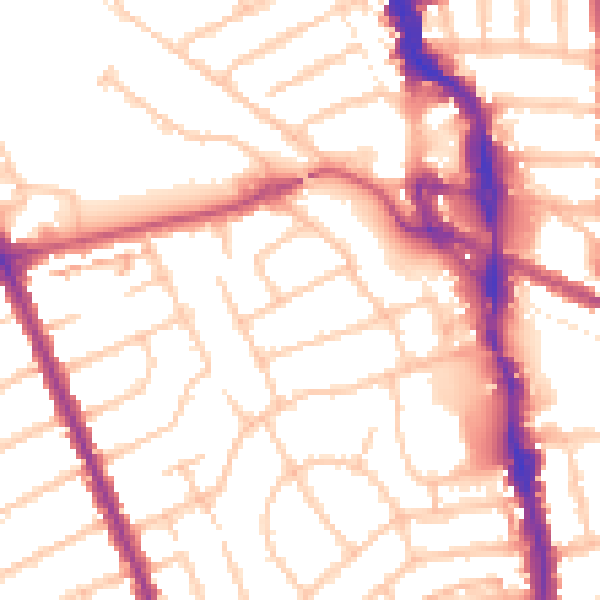 Daytime road noise heatmap for HA1 1XP