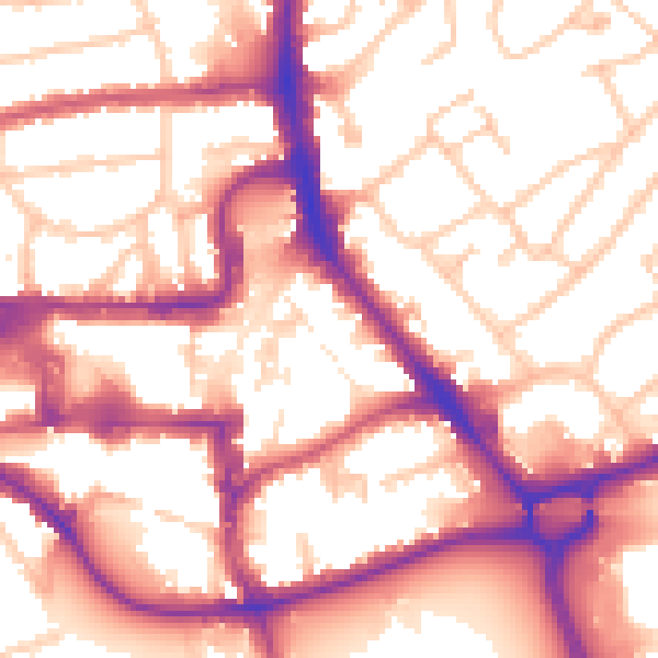 Daytime road noise heatmap for HA1 2DB