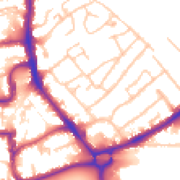 Daytime road noise heatmap for HA1 2LQ
