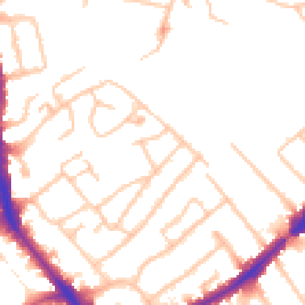 Daytime road noise heatmap for HA1 2PN