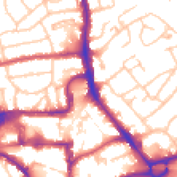 Daytime road noise heatmap for HA1 2TB