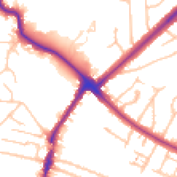 Daytime road noise heatmap for HA1 3QQ