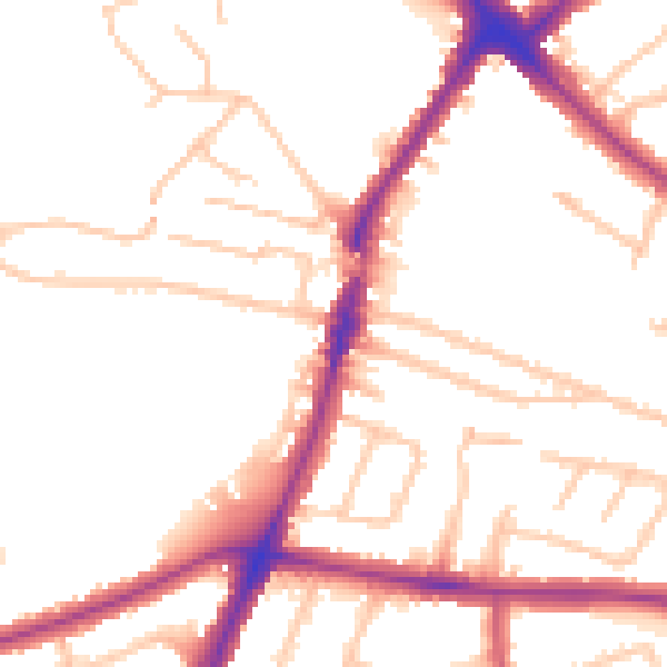 Daytime road noise heatmap for HA1 3RA
