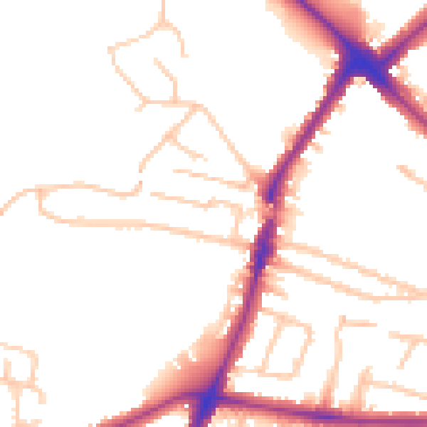 Daytime road noise heatmap for HA1 3RJ