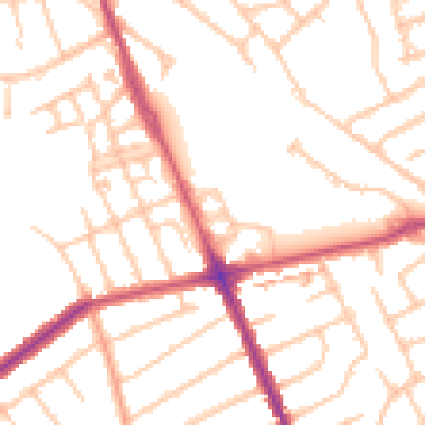 Daytime road noise heatmap for HA1 4GW