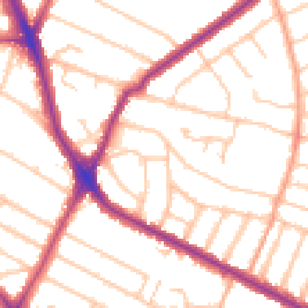 Daytime road noise heatmap for HA1 4PH