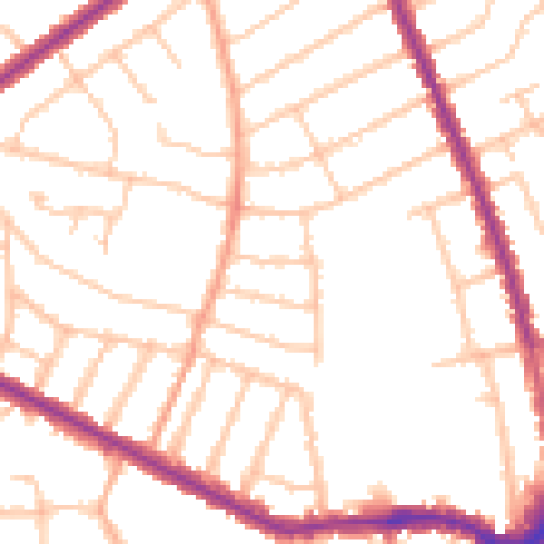 Daytime road noise heatmap for HA1 4RA