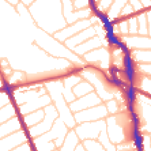 Daytime road noise heatmap for HA1 4UD