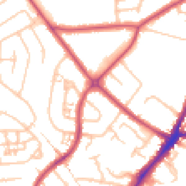 Daytime road noise heatmap for HA2 0AH