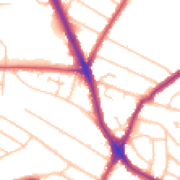 Daytime road noise heatmap for HA2 6EQ