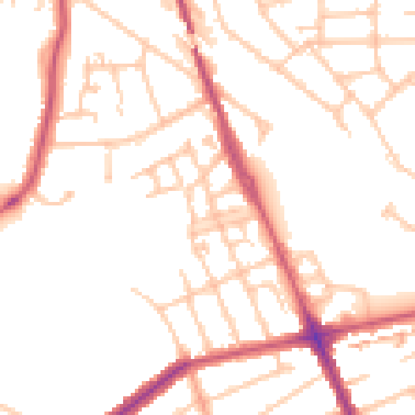 Daytime road noise heatmap for HA2 6FD