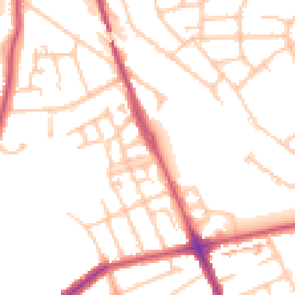 Daytime road noise heatmap for HA2 6FJ