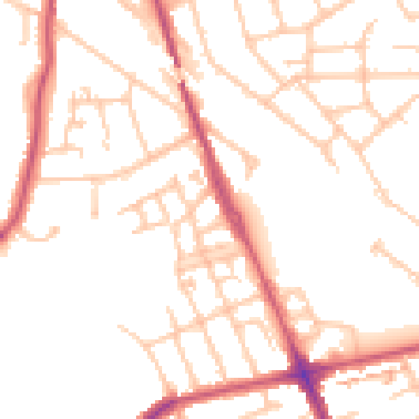Daytime road noise heatmap for HA2 6FS